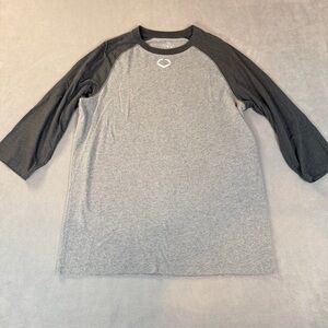 Evoshield Men’s 3/4 Sleeve Gray & Black Raglan Baseball Shirt- Large